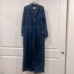 NWT Free People Denim jumpsuit sz L